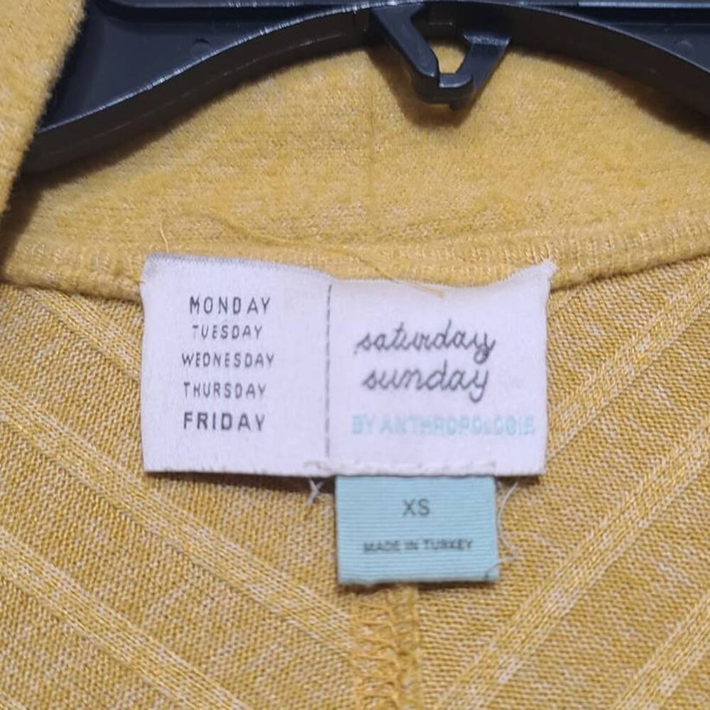 Anthropologie Saturday Sunday Ribbed Open Front Yellow Cardigan Size XS - Picture 3 of 6